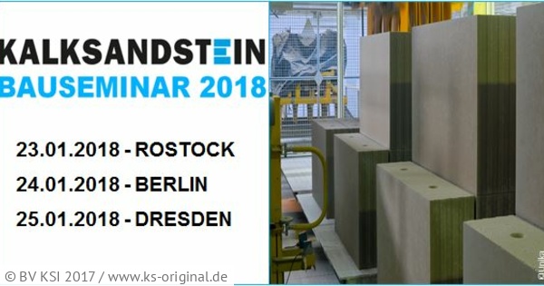 Save The Date: Kalksandstein Bauseminare 2018 Im Osten | KS-ORIGINAL GMBH